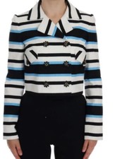 Dolce & Gabbana White Striped Jacket 44 /US 8 Crystal Buttons NWT - MSRP 2700