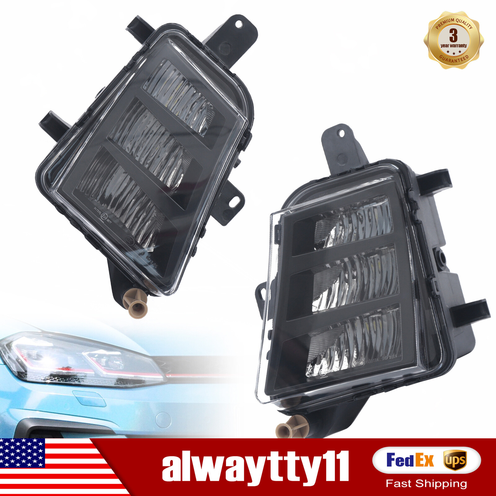 LH+RH For 2014 15-2017 VW Volkswagen Golf GTI LED Fog Lights Front Bumper Lamps