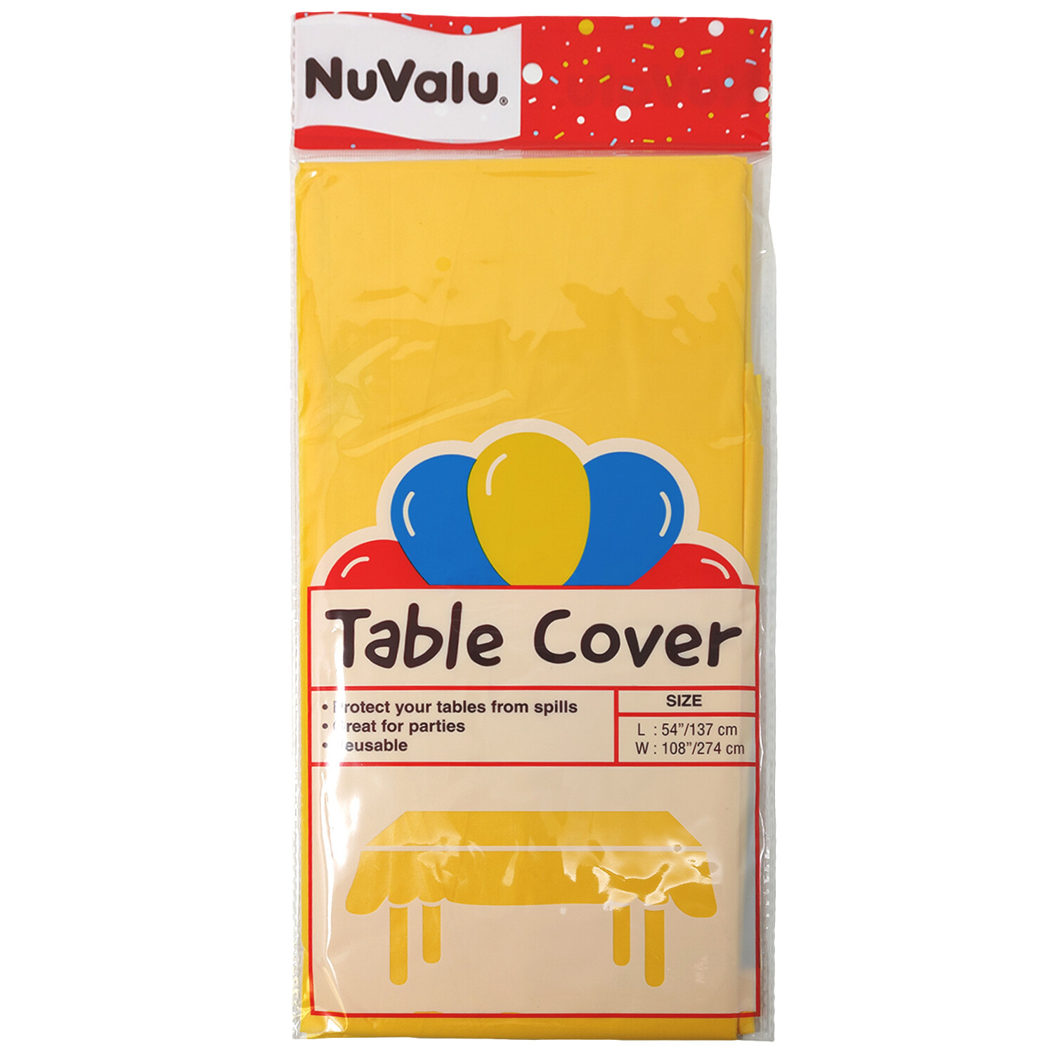 54" x 108" Tablecloth Rectangle Birthday Wedding Party Color Plastic