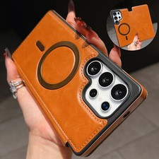 Shockproof Leather RFID Flip Magnetic Wallet Case For Samsung S25 Ultra/S25 Edge