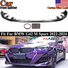 For BMW G42 220i 230i M240i 2022-24 Front Bumper Splitter Lip Carbon Fiber Look