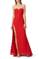 Fame and Partners Twilight Strapless Lace Red Prom Dress w Slit US 4 NEVER WORN