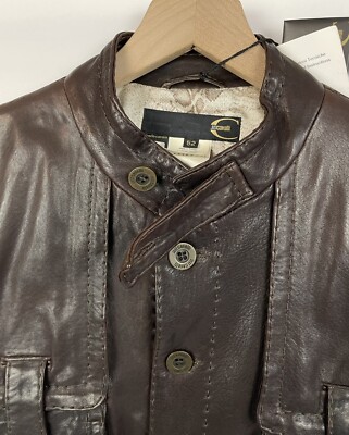 Roberto Cavalli Just Cavalli Brown Leather Men's Jacket Size