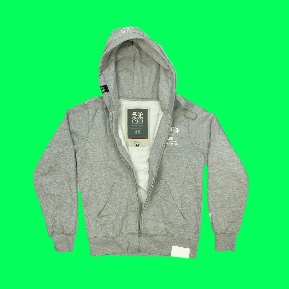 Sudadera con capucha CROSSHATCH Black Label Track Team 100 % algodón, gris, mediana Foto 2 de 4