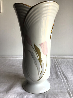 Vintage Retro JRJS Romania Cluj Three Petal Floral Keramik Vase.