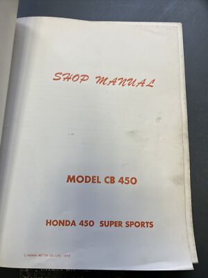 Honda 1965-1968 CB450 Motorcycle Super Sport Service Manual | eBay