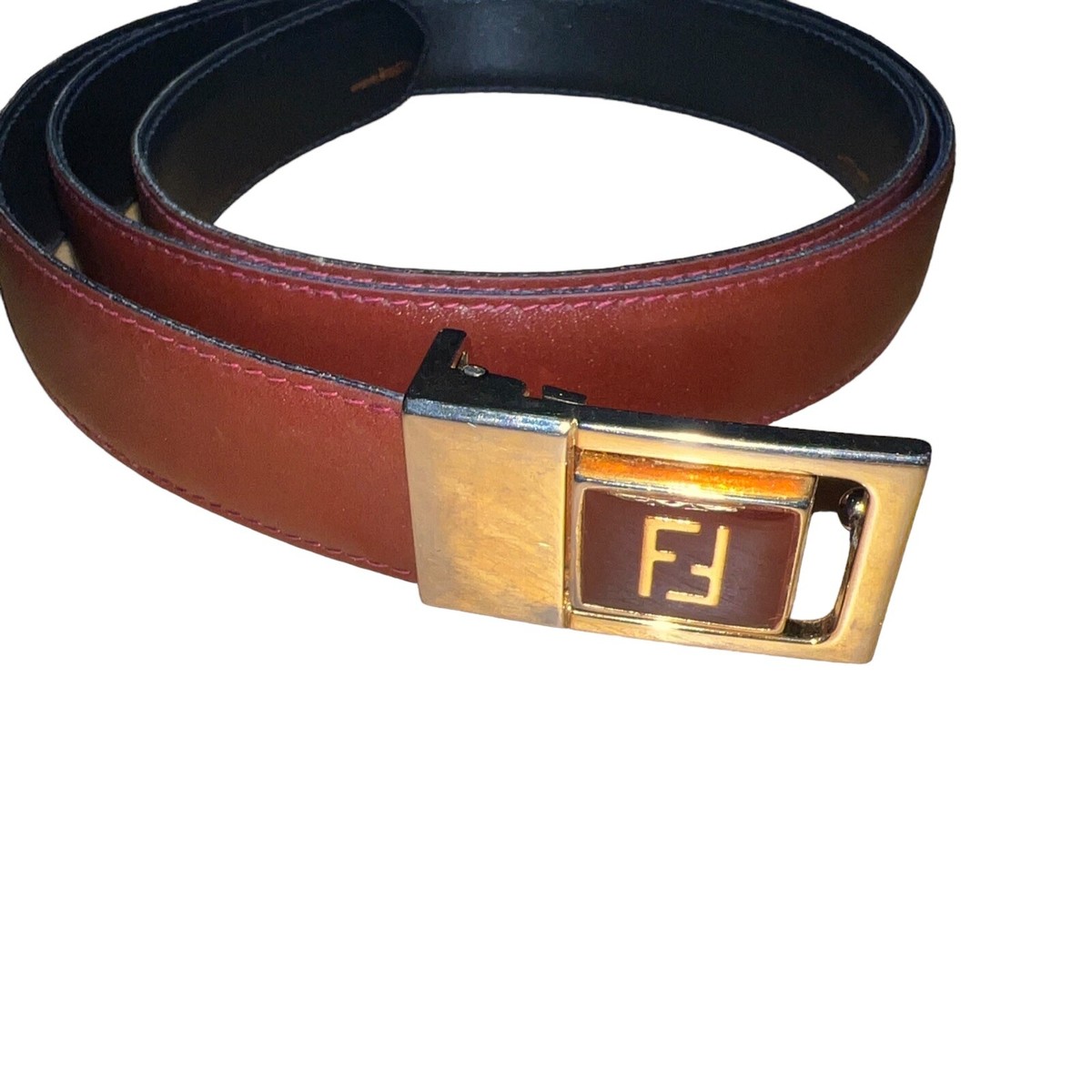 FENDI S.A.S. ROMA ITALY Belt Size 44 Brown leather FF logo
