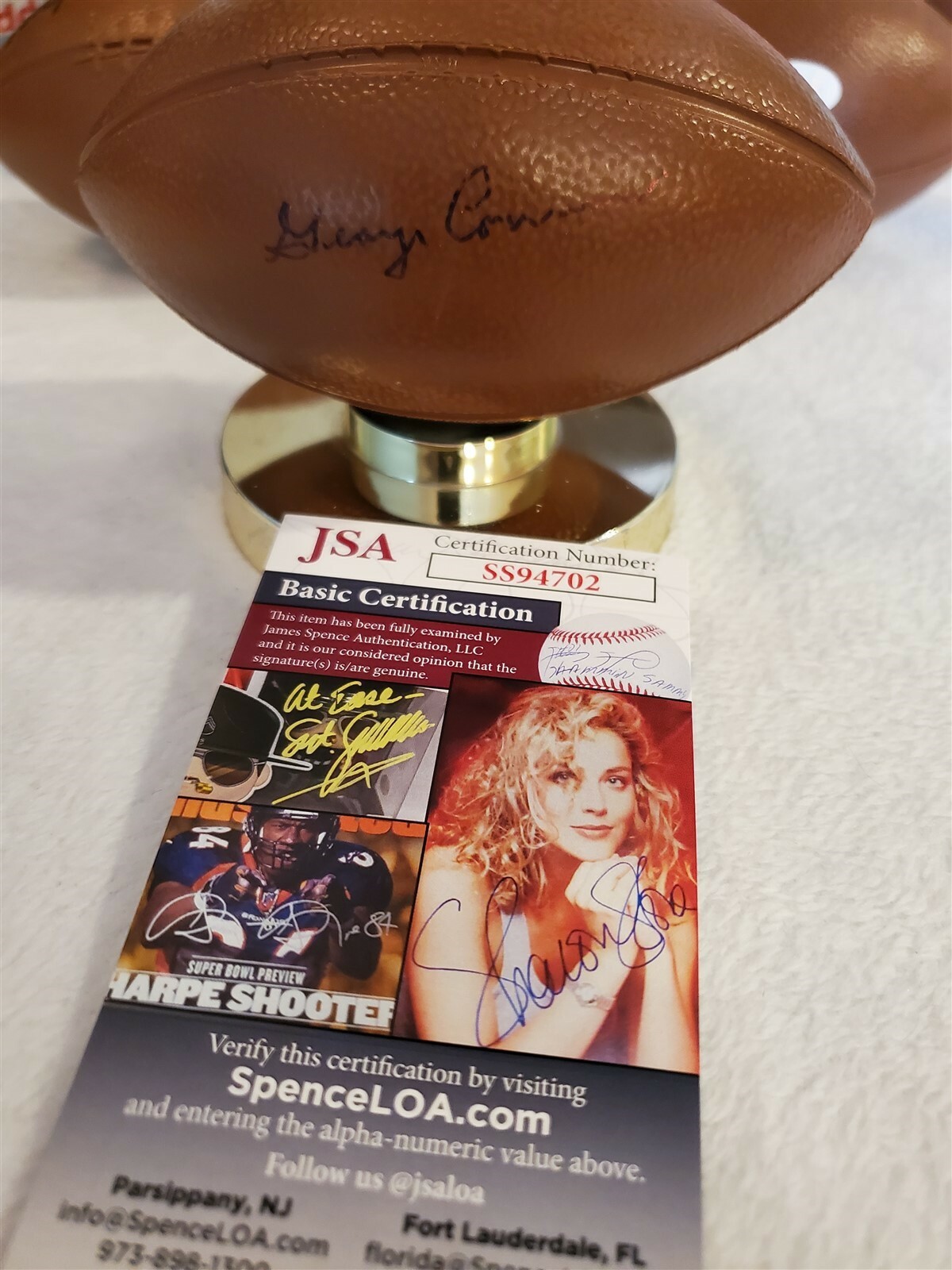 GEORGE CONNOR signed mini size football JSA COA BEARS 