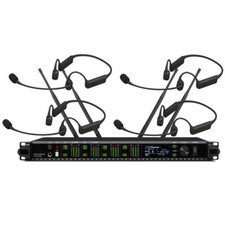 UHF Rechargeable 4 Channel Wireless Headset Microphone System Condenser Cardioid