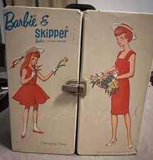 1964 Mattel Skipper Little Sister Carry Case Trunk Accessories 1 Doll Barbie