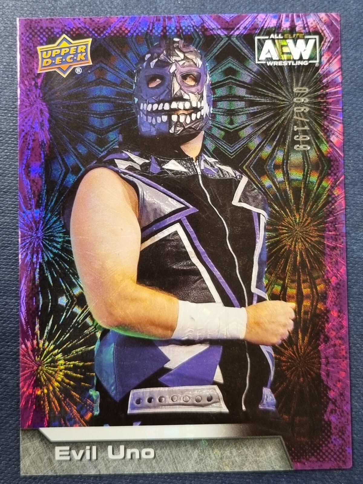 2022 AEW Evil Uno Purple Pyro /199 Trading Card Upper Deck Mint #87882