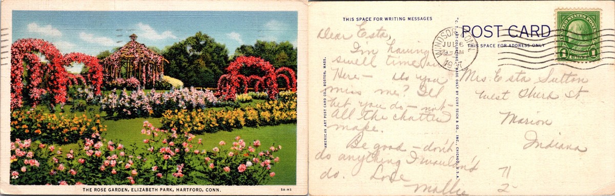 The Rose Garden, Elizabeth Park, Hatford, CT. Postcards used 55414