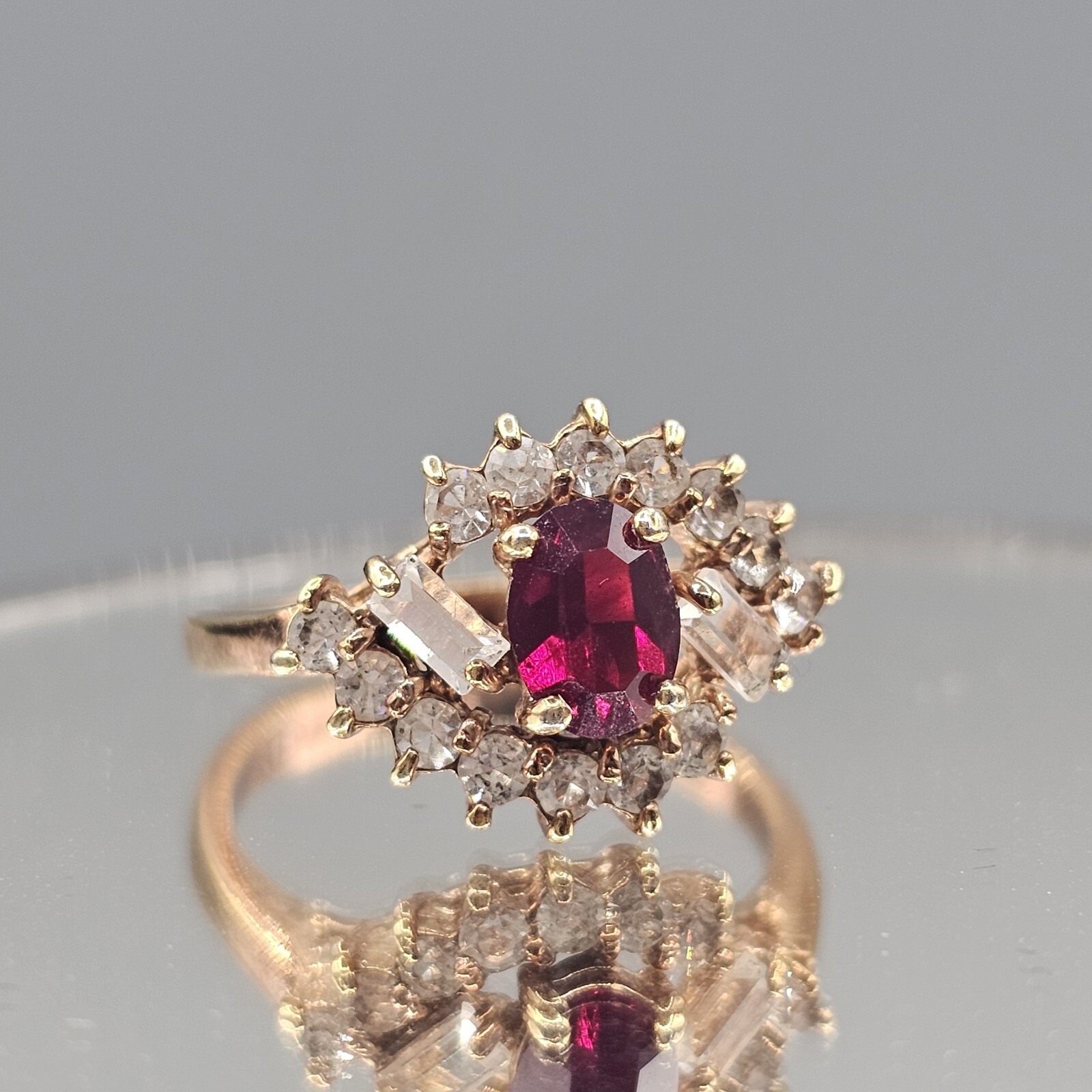 18k Yellow Gold Plated Simulated Ruby Ring Size 7… - image 1