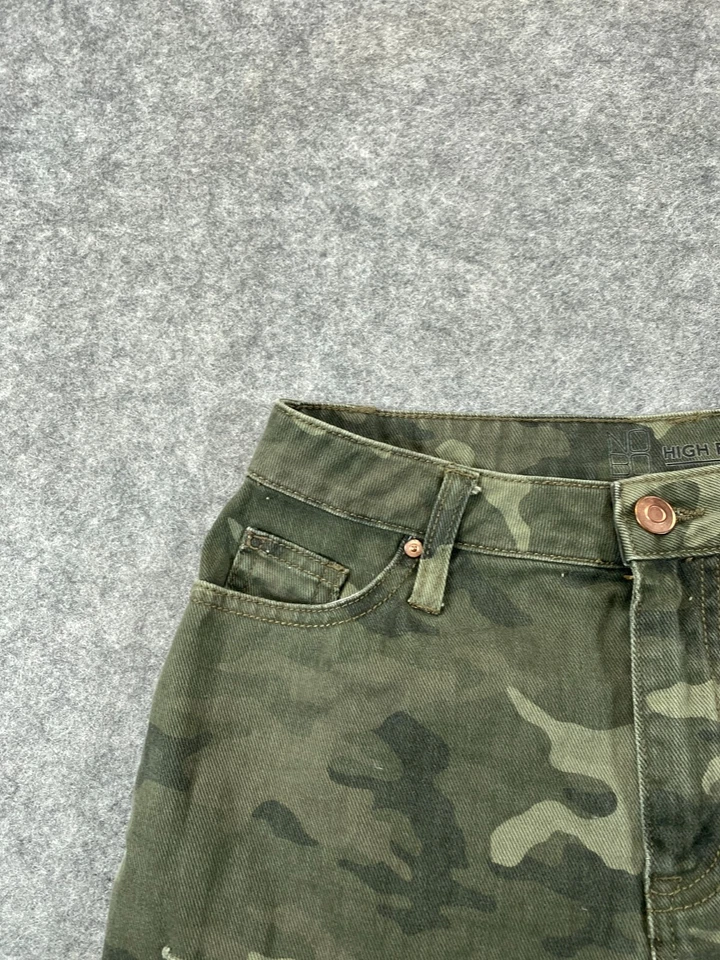 NOBO Jean Mujer 26 Verde Camuflaje Jean Pantalones Cortos Denim Corte Distress Juniors 3 Foto 3 de 4