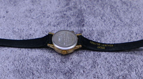Timex Women Watch Gold Stainless Steel Leather Black Band Light WR White Quartz - Picture 9 of 10