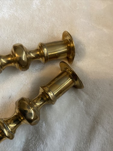2 PAIRS Brass Candlesticks Candle Stick Holders 8.5” & 6.5” Rod ejectors Bells - Picture 18 of 24