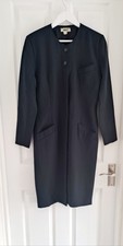 Vintage Paul Costelloe Coat Lightweight Long Jacket Fitted Womens Wool Black S