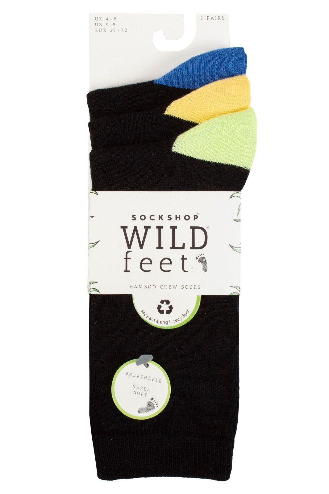 SAOLA SOCKSHOP Calze di bambù da donna a motivi selvatici a righe e semplici in 3 paia Pk