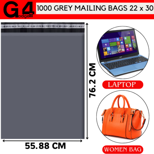 1000 GREY MAILING BAGS 22 x 30 Poly Plastic Bag STRONG CHEAP Post Self Seal - Picture 1 of 12