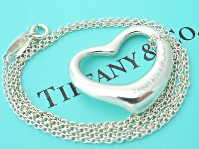 ティファニー　Tiffany & Co. Open Heart Necklace Tiffany & Co Peretti Sterling Silver 27mm Open Heart Pendant 16
