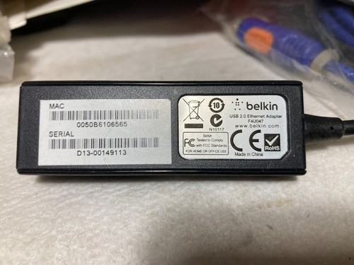 Belkin F4U047 USB 2.0 Ethernet Adapter - 第 1/2 張圖片