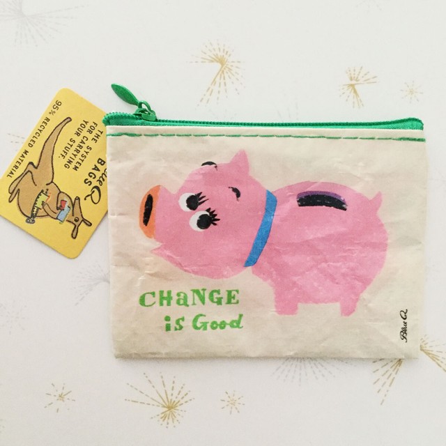 Blue Q Coin Pouch Purse Recycled Eco Friendly Retro Travel Wallet Small