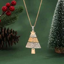 Festive Alloy Christmas Tree Necklace Holiday Theme Christmas Party Gift New