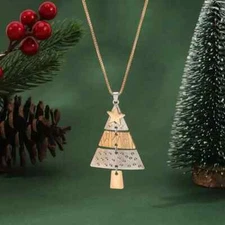 Festive Alloy Christmas Tree Necklace Holiday Theme Christmas Party Gift New