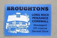 Matchbox label Broughtons Newsagent Long Rock Penzance Cornwall MA1154