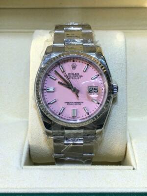 Rolex 36mm Datejust Oyster Perpetual Automatic Watch Pink Dial