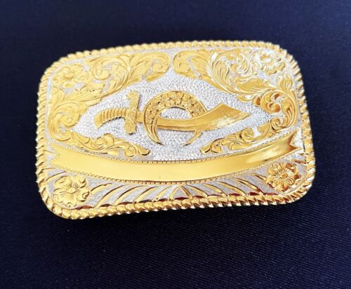 1982 Vintage 22K Gold on Sterling Silver Shriner Belt Buckle - Picture 3 of 5