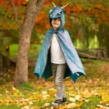 Drachen Kostüm für Kinder Sternennacht blau metallic 5-6 Jahre Umhang Geburtstag