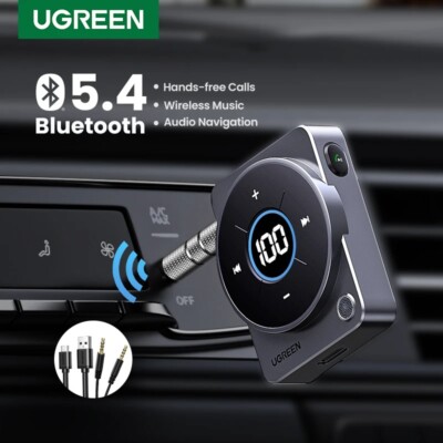 UGREEN Bluetooth 5.4 Aux Car Receiver Wireless Adapter 3.5mm Audio 20H SBC AAC