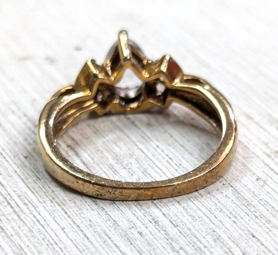 Anillo de oro amarillo de 9 quilates piedras de aguamarina y topacio anillo completo con sello del Reino Unido talla L Foto 3 de 4