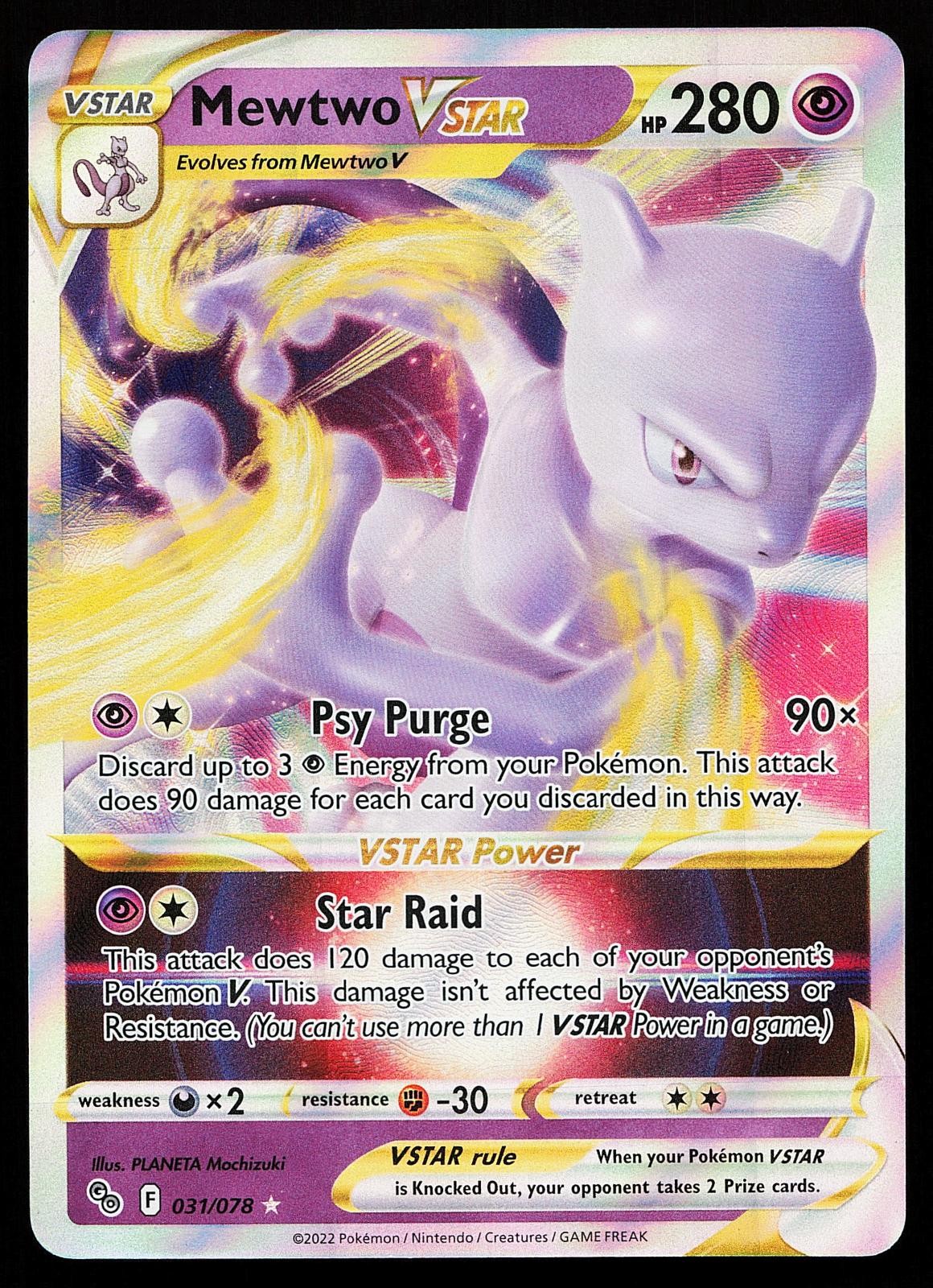 Mewtwo VSTAR 031/078 Holo Pokemon GO Pokemon Card