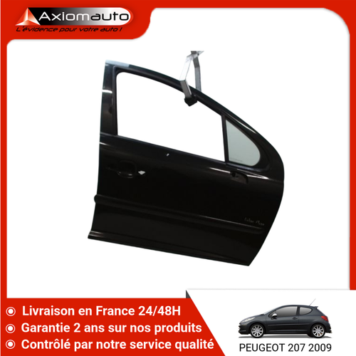 Porte Avant Droit Pour Peugeot 207 (2011-) - Noir EXL - Réf. 9004X8 - Occasion Contrôlée