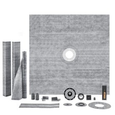 Uimoso Shower Curb Kit Shower Pan Kit 72x72" w/ 2" Central Flange PVC Waterproof