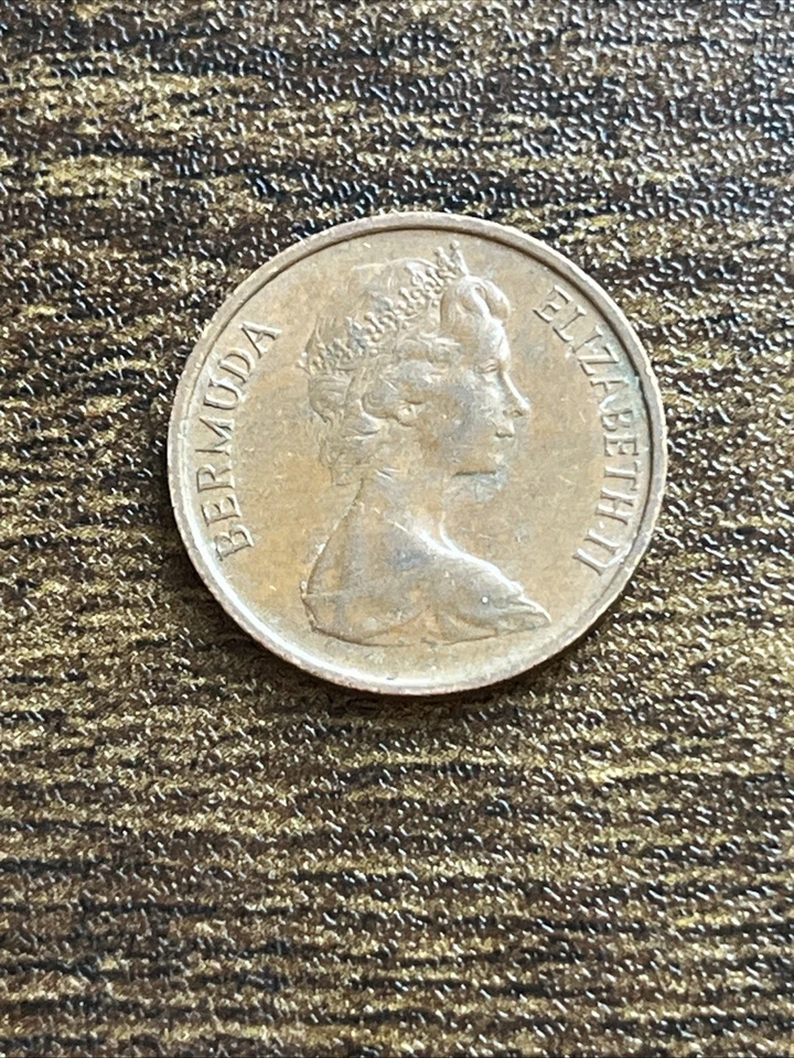1970 Bermuda Bermudian 1 One Cent Elizabeth II Wild Boar Actual Coin TB6978* - Image 2 of 2