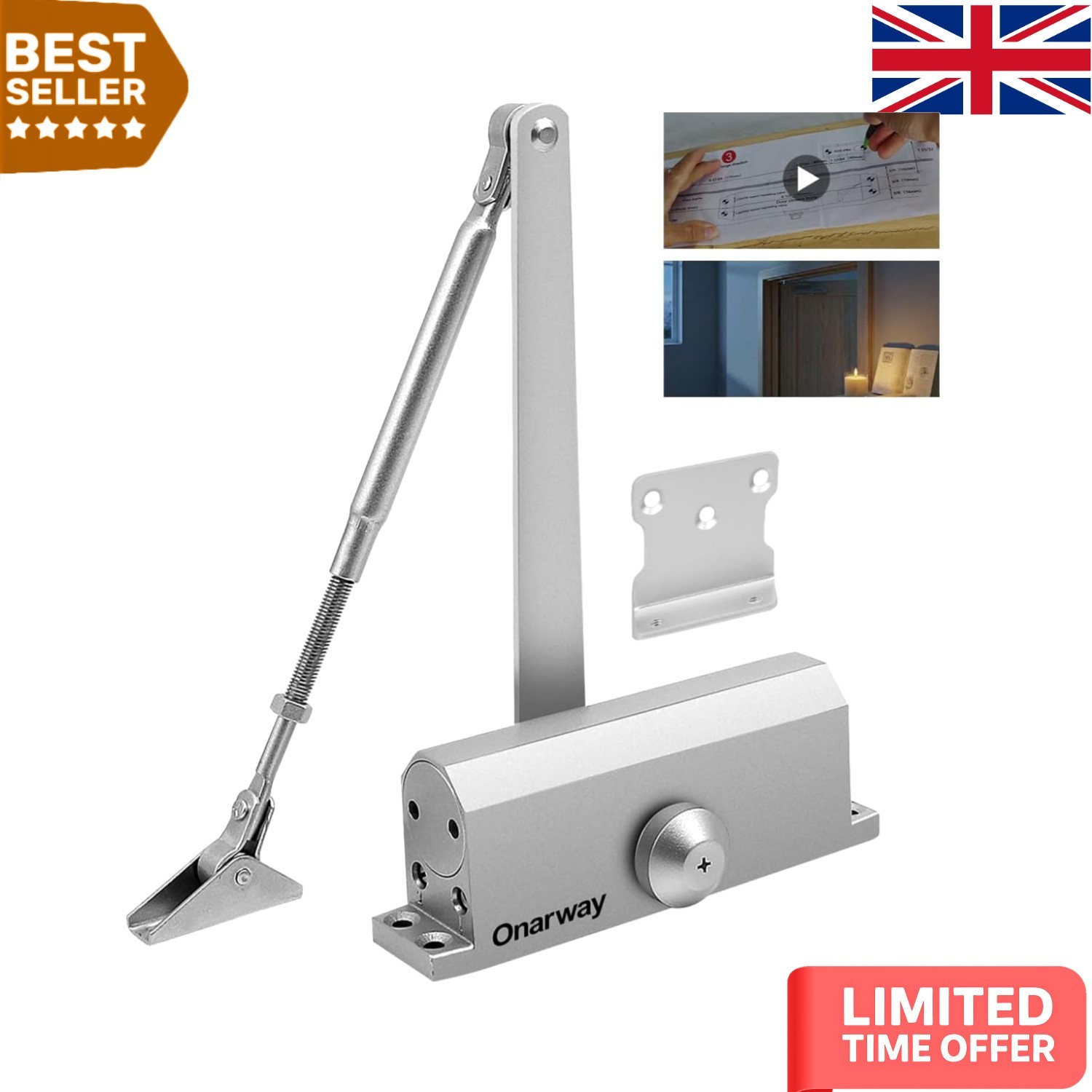 Screw-In Hydraulic Door Closer, Adjustable Speed - For Medium Doors 43~58kg