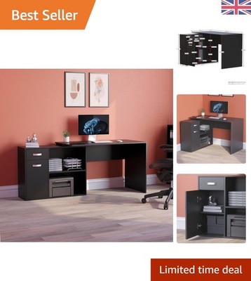 Longton verstellbarer L-förmiger Computertisch: stilvolle schwarze Home-Office-Lösung