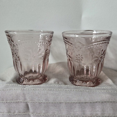Set of two Abbott Collection Desiree Pink Flower Pedestal Tumblers