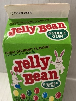VINTAGE 1990's Leaf ''JELLY BEAN'' Bubble Gum 4.5 oz Milk Carton Shape NOS- SEALED