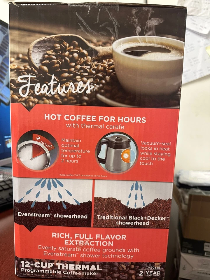 BLACK+DECKER 12-Cup Thermal Programmable Coffeemaker, Black/Silver, CM2035B - Image 2 of 4