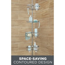 Adjustable Tension Steel Shower Pole Caddy, 4 Shelves, Satin Nickel