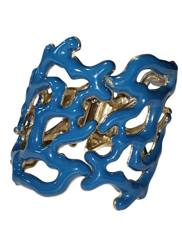 KJL ? Stil türkis blau Koralle Zweig emailliert Manschette verstellbar goldfarben Armband - Bild 7 von 11