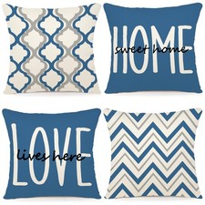 YCOLL Farmhouse Pillow Covers 18x18 Set of 4 18" x Pack 4 , Blue