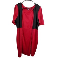 Avenue Red Black Colorblock Bodycon Sheath Shift Career Dress Plus Size 18/20