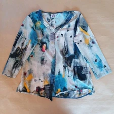 Parsley & Sage Blouse Size S V Neck Long Sleeve Shirt Tunic Top Art Teacher