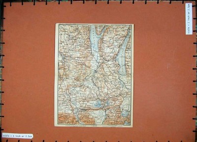 Alter antiker Druck 1910 Farbkarte Deutschland Weilheim Starnberg Murnauer See 20.