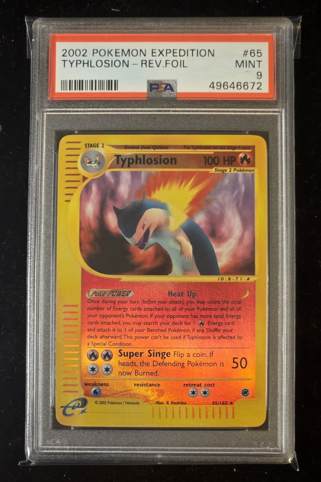 PSA 9 MINT Pokemon TYPHLOSION Reverse Holo Rare 2002 Expedition 28/165